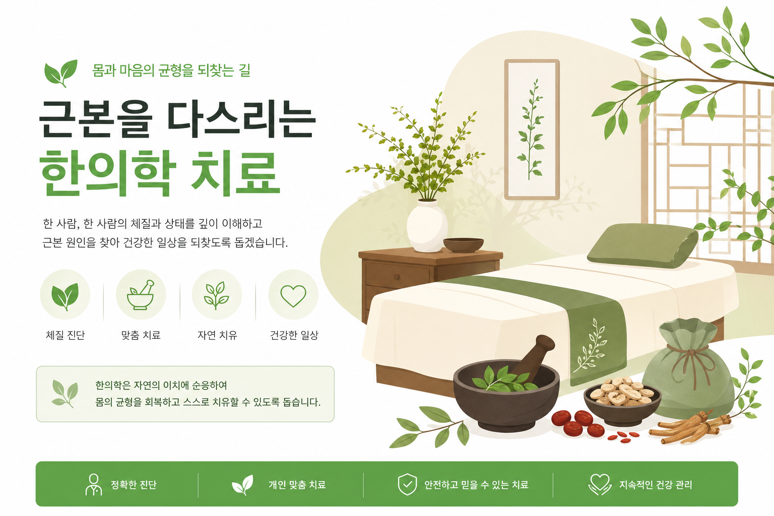 보험 서류와 치료를 연결하는 심플한 아이콘 스타일 일러스트. 자동차보험 연계 한의원 치료를 친근하게 시각화. 교통사고 후유증 빠른 회복 이미지