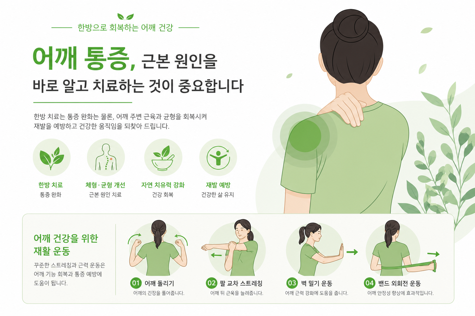 물리치료사가 환자의 어깨를 재활 운동으로 치료하는 따뜻하고 전문적인 분위기의 이미지 — 밝은 클리닉 배경, 신뢰감을 주는 구도 회전근개 파열 치료 이미지