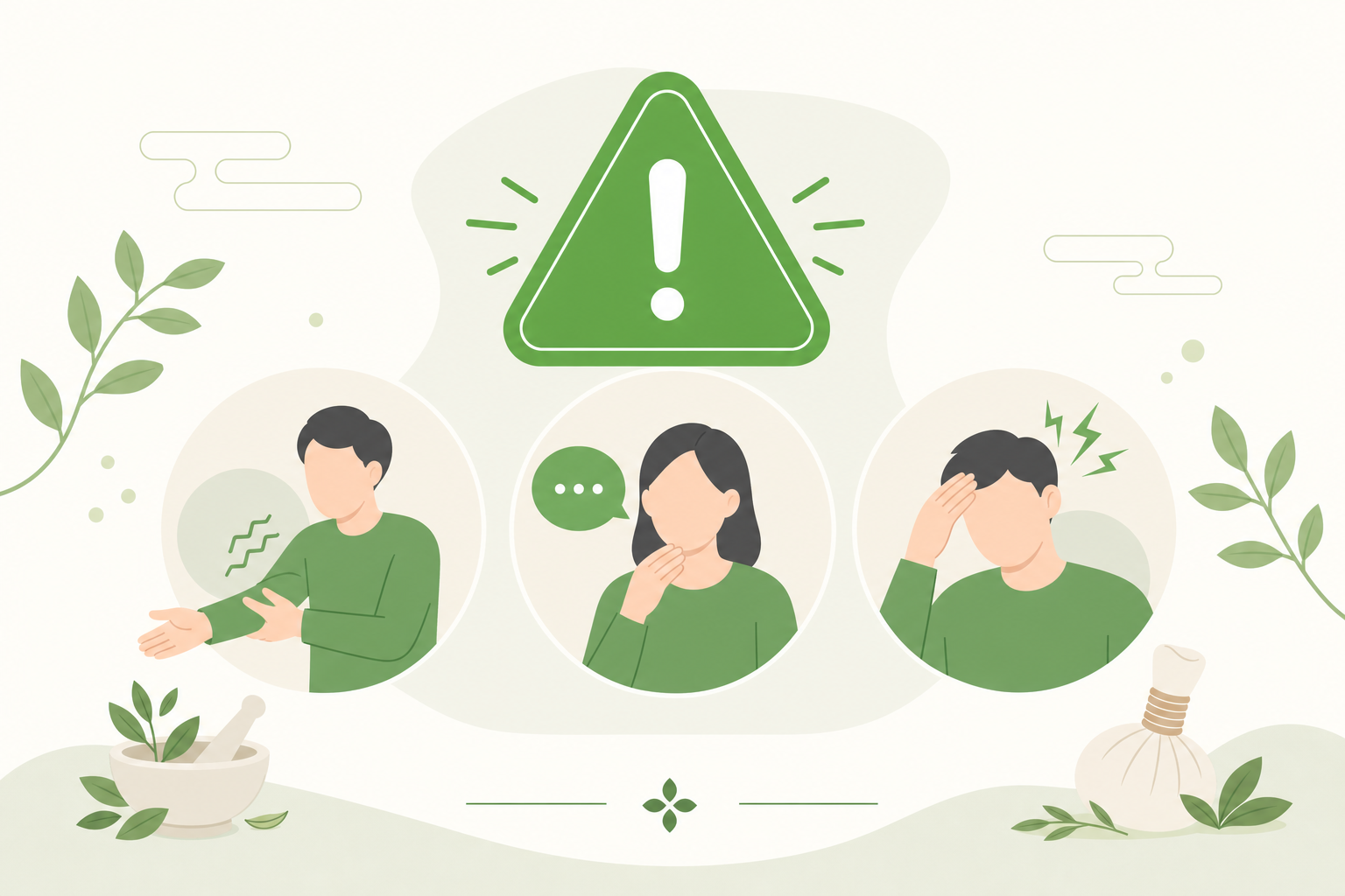 뇌졸중 의심 징후 안내 일러스트: 팔다리 힘 빠짐, 말 어눌함, 두통